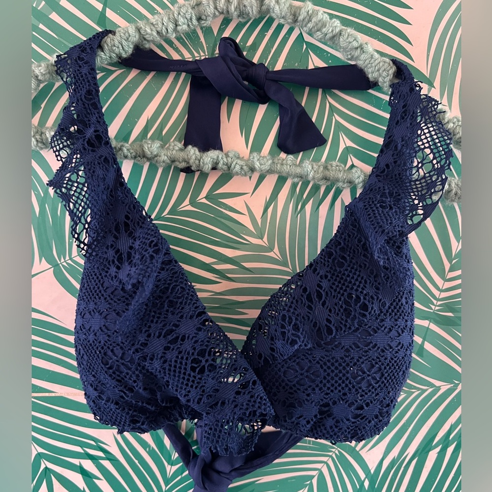 Ralph Lauren Crochet bikini top halter sz M